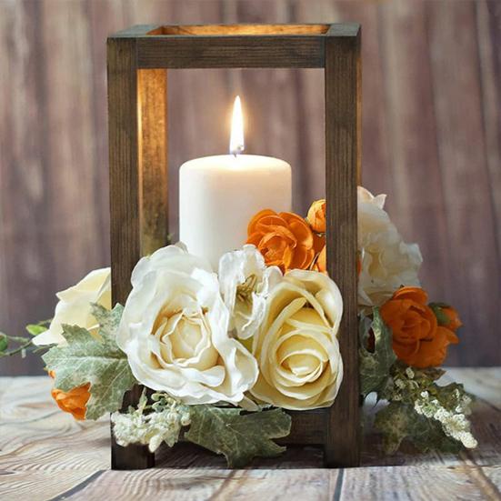 Подставка для цветов из деревянного каркаса, искусственный шелковый цветок, подставка для свечей для чайных свечей, свадьба