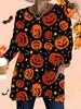2025 Autumn Winter New Plus Size Women's Tops, Halloween 3D Print Fashion Crew Neck Long Sleeve T-Shirts