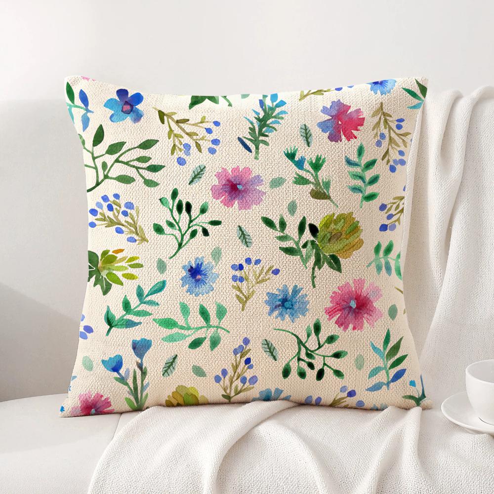 Modern minimalist floral Art Cushion Cover Natural Linen Organic Fabric DoubleSided Printing Sofa Home Decor Gift Pillow Cover