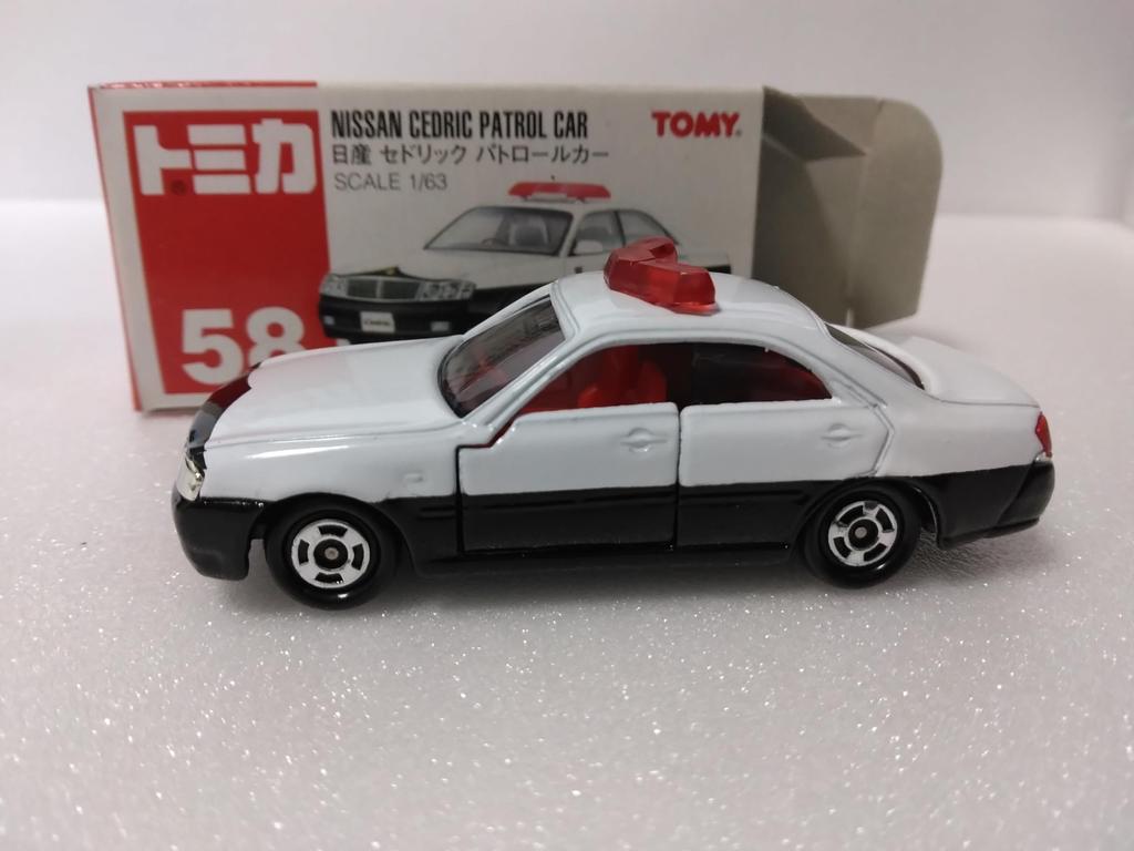 Tomica No. 58 Nissan Cedric Patrol Car, 163 Scale