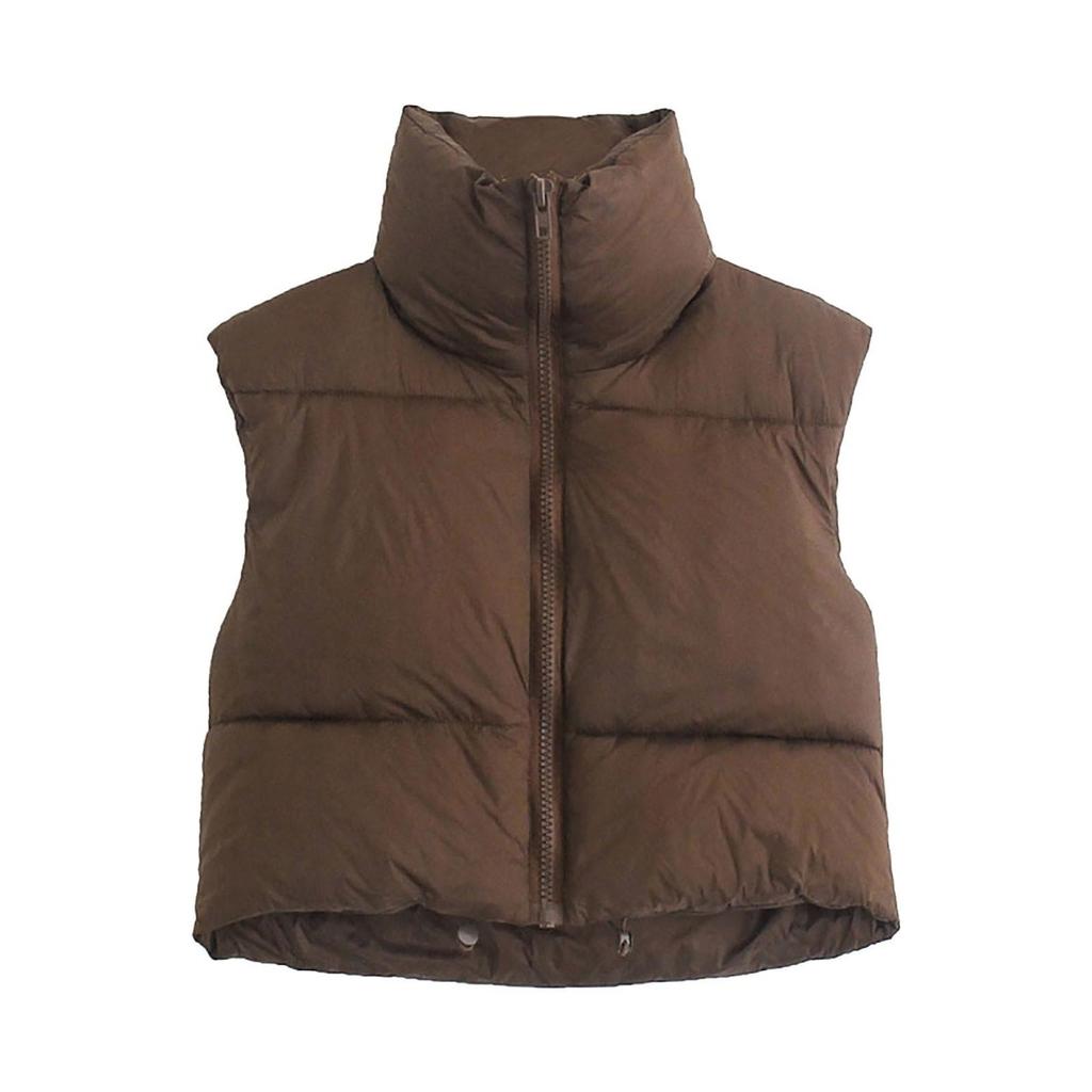 Women's Winter Crop Vest Lightweight Sleeveless Warm Outerwear Vest Padded Gilet