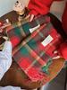 Women's Red Plaid Winter Scarf - Christmas & New Year Style, Thick & Warm, High-End Feel, Versatile Neck Warmer for Students