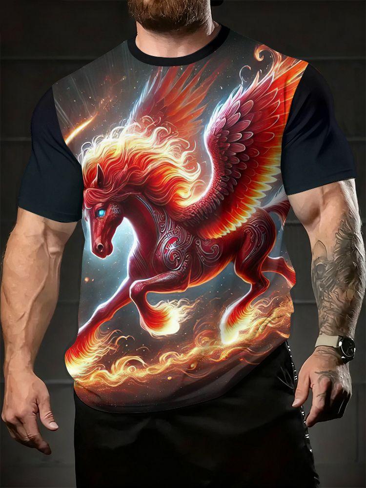 Summer Horse Animal 3D Printed T-shirt Men's Fashion Casual Short Sleeve Top Street Harajuku Casual Comfortable O-neck Clothing