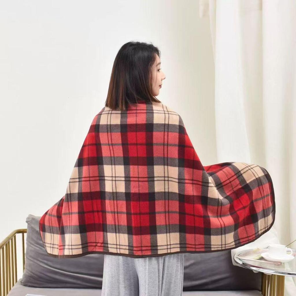 New Fall/Winter Blue Check Shoulder Wrap: Multifunctional, Extra Thick, Warm Shawl, Blanket, and Nap Cape.