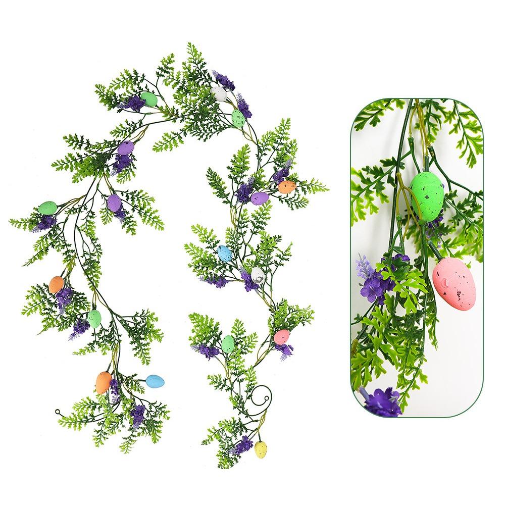 Easter Egg Garland with Artificial Easter Egg Yellow Daisy Greenery Spring Floral Garland Easter Garland for Fireplace Home Table Holiday Easter Decor