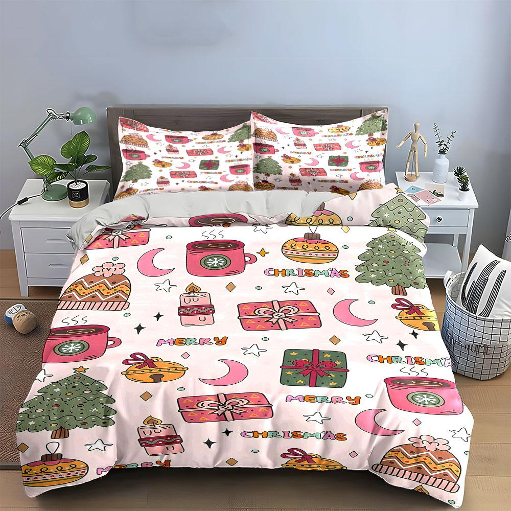 Christmas trees, gifts, ornaments. Bedding sets Duvet cover sets Duvet covers Pillowcases(1 * Duvet Cover 2 * Pillowcases without duvet insert)