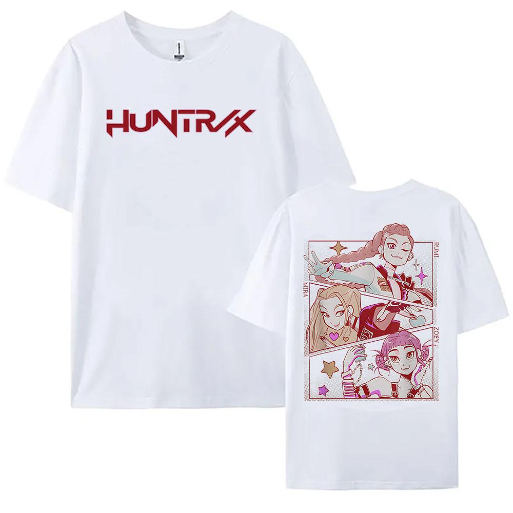 Женская футболка KPop Охотник на демонов Huntrix Летняя свободная Уличная одежда для мужчин и женщин Мода Хип-хоп Футболка с принтом из фильма