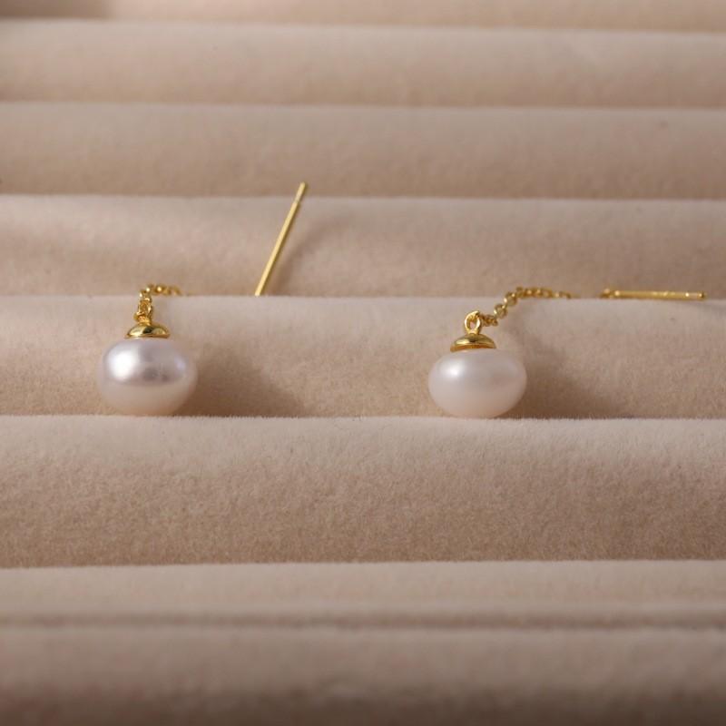 Серьги с жемчугом для женщин Модные и универсальные серьги Простые серьги высокого класса