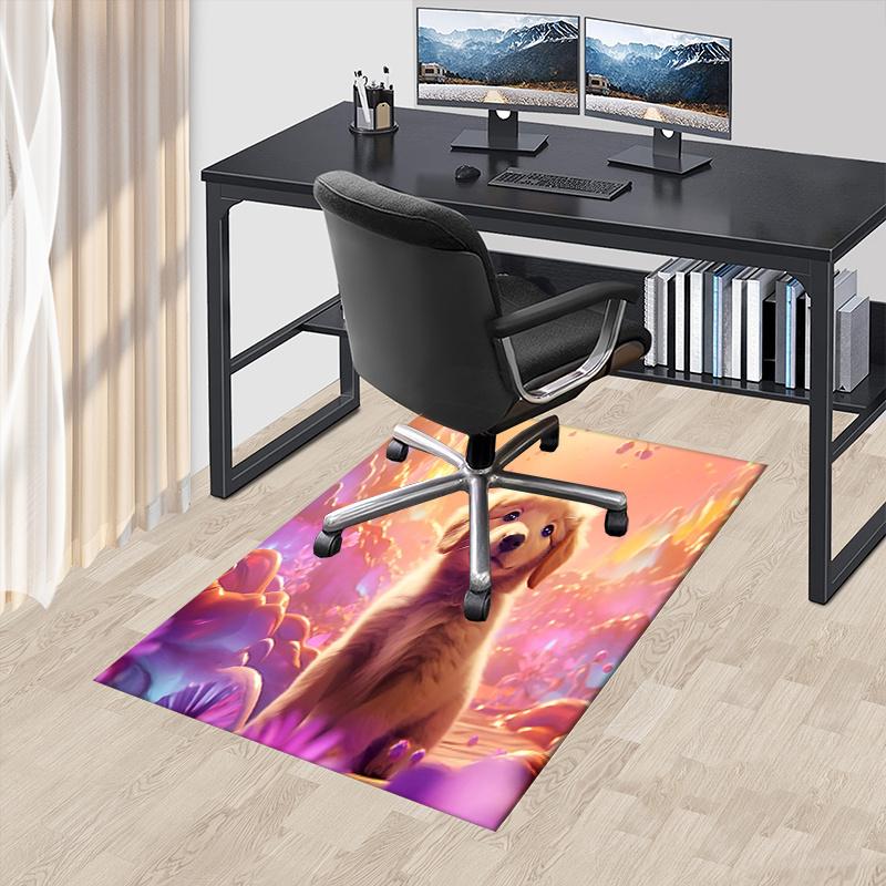 Golden Retriever Chair Mat: Office Carpet, Oversized Rug for Home Decor, Sofa Mat, Desk Protector, Gift for Pet Lovers, Suitable for Bedroom