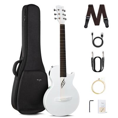 Акустоэлектрическая гитара Enya Nova Go SP1, мини-гитара из углеволокна со звукоснимателем AcousticPlus, в комплекте гитарный чехол и ремень (белый)
