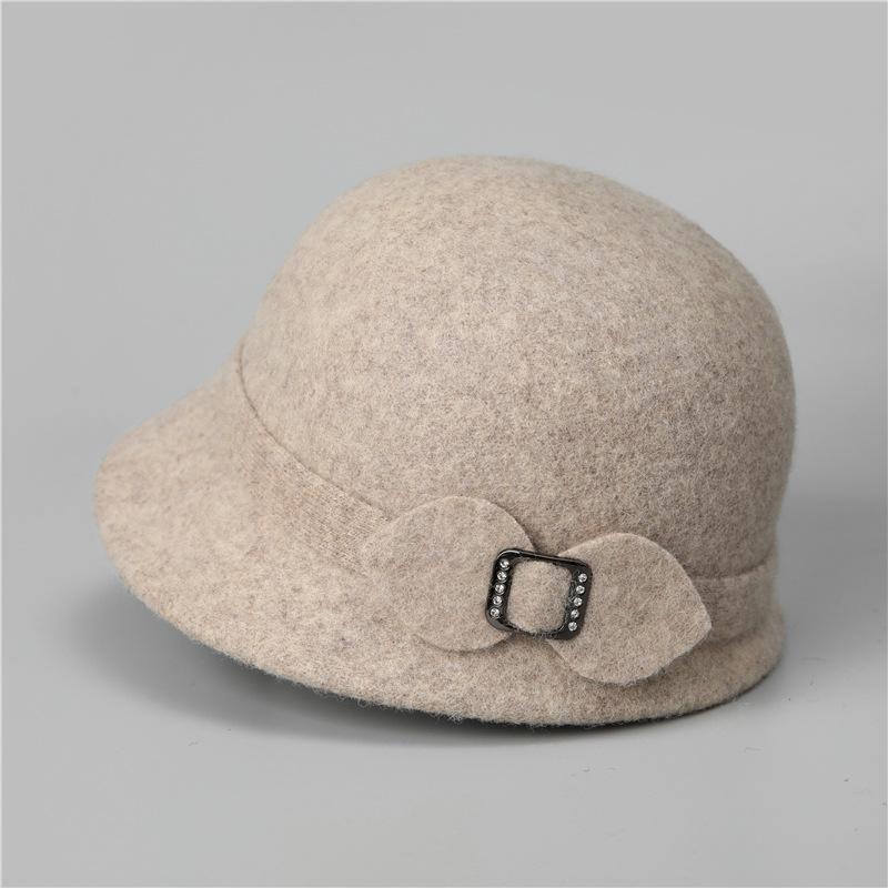 Women's Lightweight Wool Fisherman Hat - Warm & Cozy Short Brim Beanie with Decorative Bow, Soft Non-Stretch Design for Fall/Winter