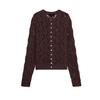 Summer New Product Women's Clothes French Single Row Multi-Buckle round Neck Long Sleeves Jacquard Mesh Knitting Outwear 9598065
