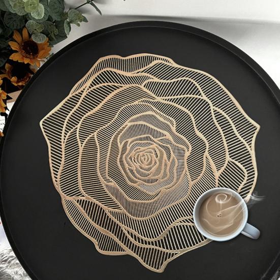 ПВХ подставка под тарелку термостойкая многоразовая настольная салфетка полая в форме розы изоляционная подкладка для украшения обеденного стола