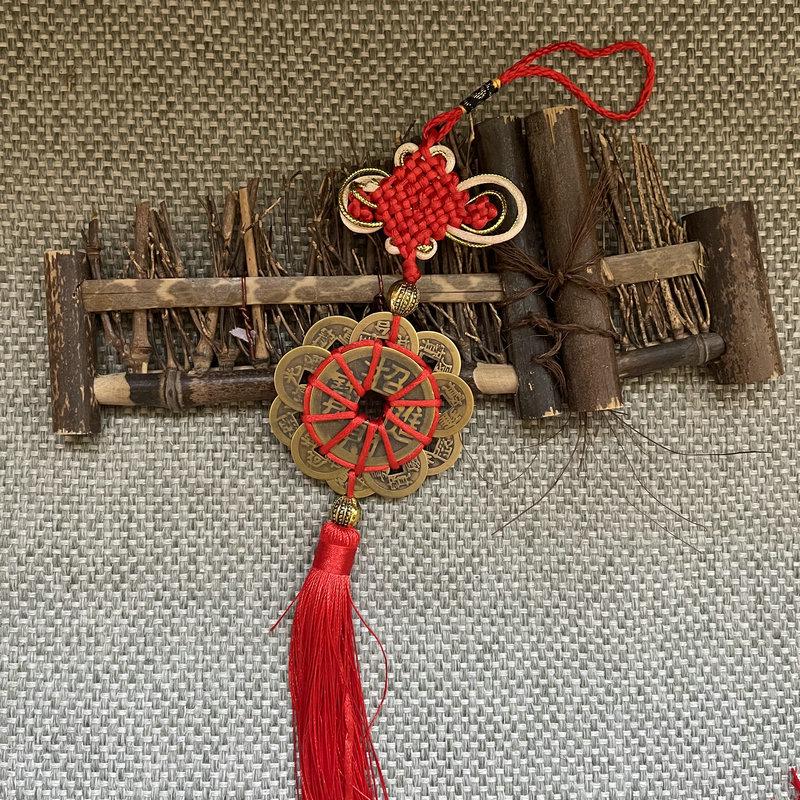 Подвеска из медной монеты «Цветок сливы» по фен-шуй — магический инструмент для домашнего декора ручной работы