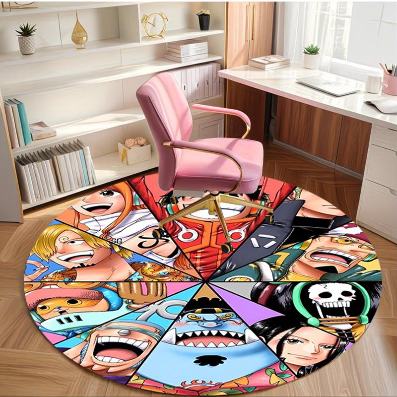 One Piece Print Round Rug, Washable Floor Carpet, For Entryway Dorm Laundry Room Office Study, Home Decor Birthday Christmas Gift