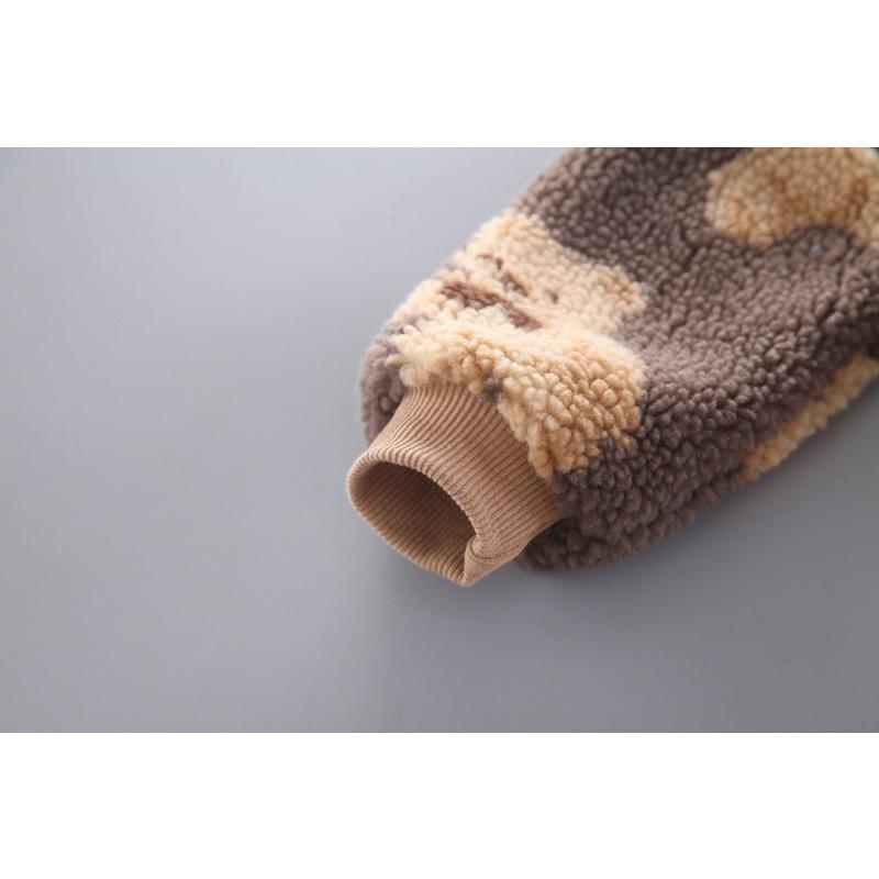 Зимний новый детский круглый вырез с принтом в виде медведя в стиле вестерн плюс толстый бархатный свитер из двух частей