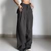 Брюки с защипами, повседневные широкие, женские, с высокой талией, уличные базовые свободные спортивные брюки, корейские, ретро, серые, офисные, Y2K, женские брюки
