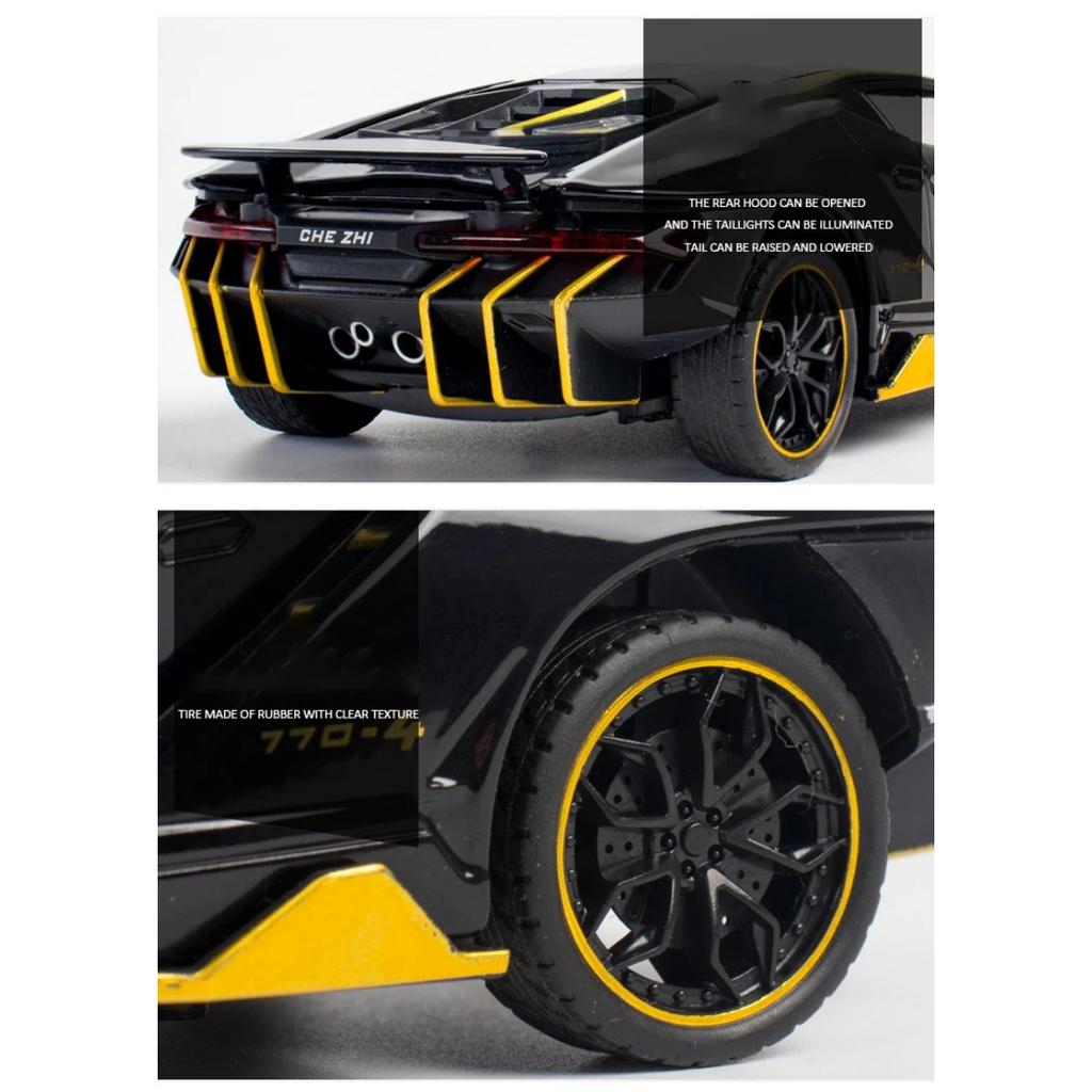 1/24 Lamborghini LP770-4 модель автомобиля из сплава, спортивная машина, звук, супер гоночный подъемный механизм, горячее колесо для детских подарков