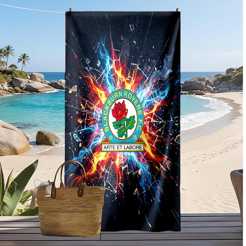 Blackburn Rovers Football Print Beach Towel, Large Soft Quick Dry Towel for Beach Camping Swimming
