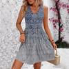 Женское летнее модное повседневное плиссированное платье без рукавов с v-образным вырезом и градиентным принтом