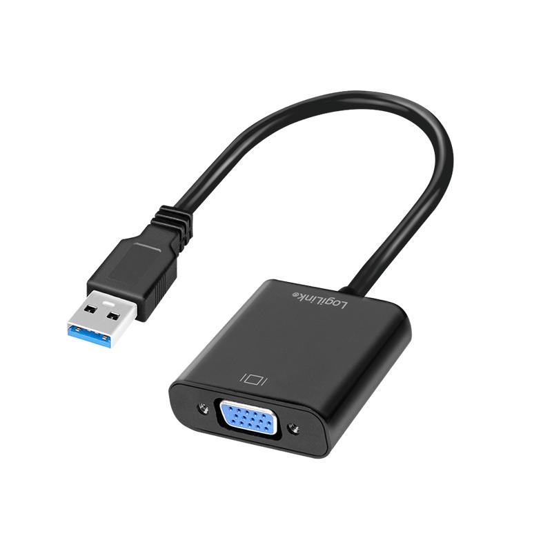USB 3.0 to VGA 1080p Adapter, Black, 0.15m - LogiLink