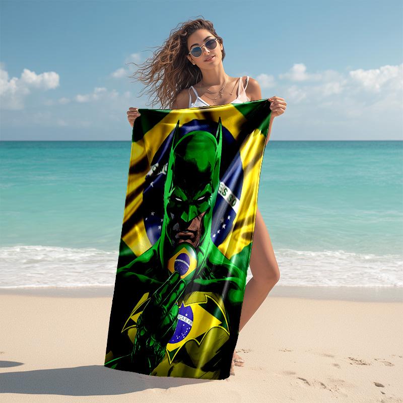1pc Brazilian Green Hero Cartoon Quick Dry Microfiber Bath Towel for Swimming Surfing Camping Unisex Holiday. SJT72017