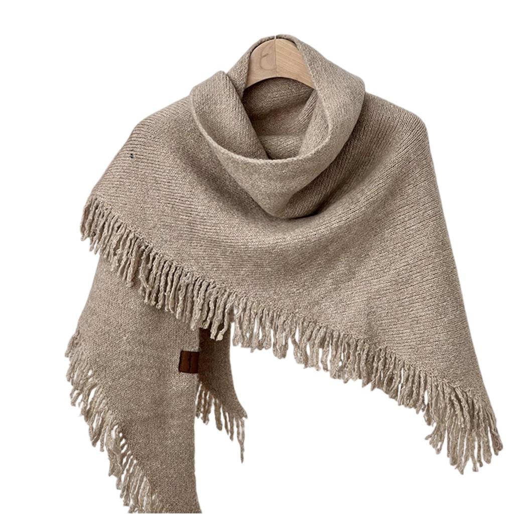 New Ladies Knitted Scarf Fashionable Wool Shawl Winter Warm Women Versatile Scarf High-end Sense Solid Color Tassel Scarf