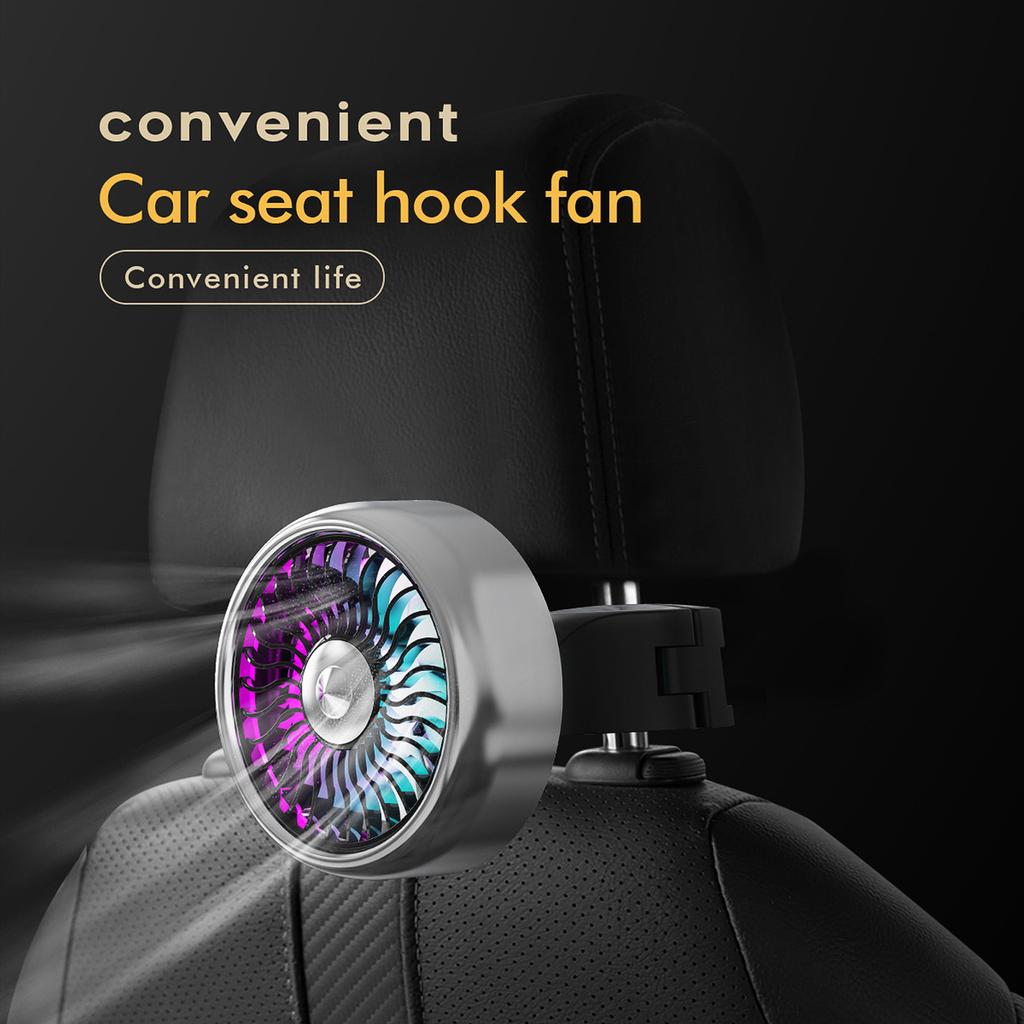 Car USB Cooling Fan Dashboard Air Vent Mount 360° Rotating Adjustable Air Conditioner Cooler 3-Speed Air Vent Outlet Fan