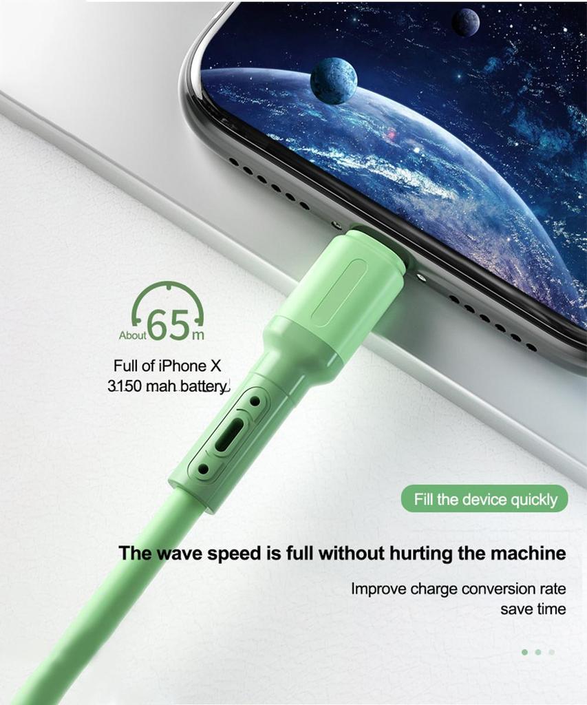 USB-кабель для iPhone 12 11 Pro Max X XR XS 8 7 6 6s 5 5s Зарядное устройство для быстрой зарядки данных USB-кабель из жидкого силикона 1/1,5/2 м