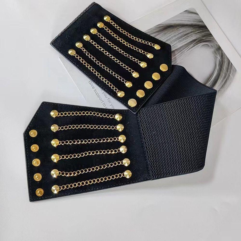 Clothing Supplies Wide Waist Belt Sweater Decorative Dress Belt Retro Chain Rivet Waistband  Women