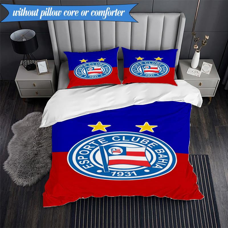 3PCS Bahia Fc Crest Emblem Printed Soft Bedding Set,Including 1pc Duvet Cover And 2pcs Pillowcases Perfect for Bedroom, Dormitory, Fan gift