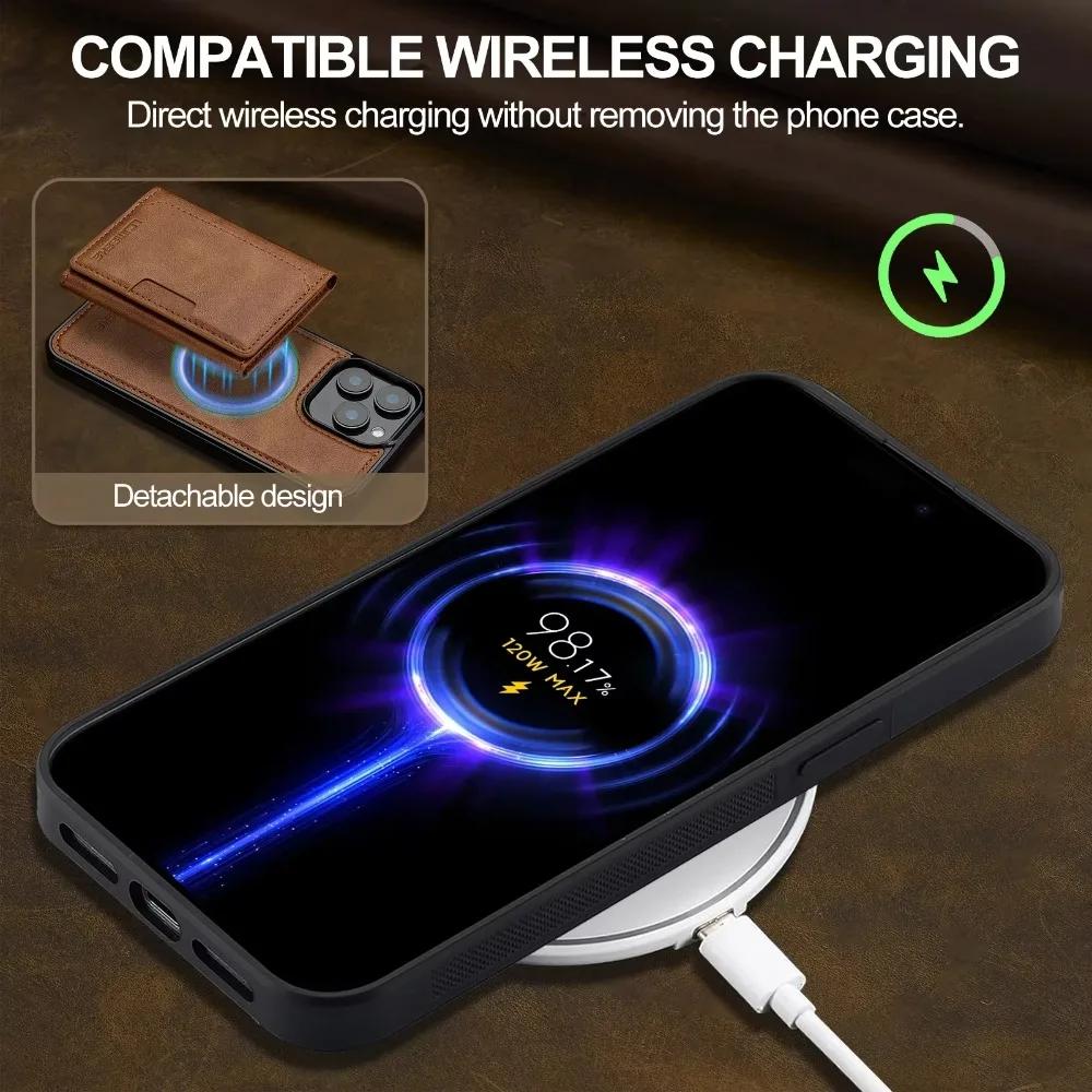 Съемный чехол-кошелек для iPhone 16 Pro Max 15 14 Plus 13 12 11 XS XR X 7 8 SE 2020 для держателя карт MagSafe