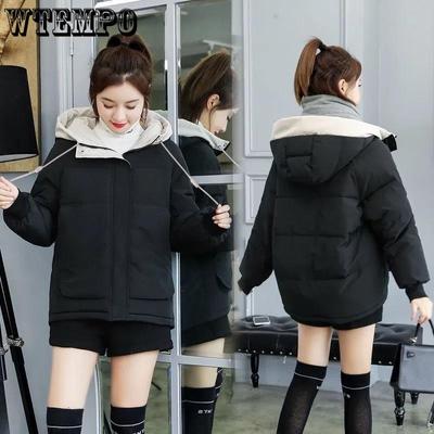 Куртка из хлопка с перьями Женская зимняя студенческая корейская версия одежды The Bread Короткая хлопковая куртка Свободное утолщенное хлопковое пальто Куртка