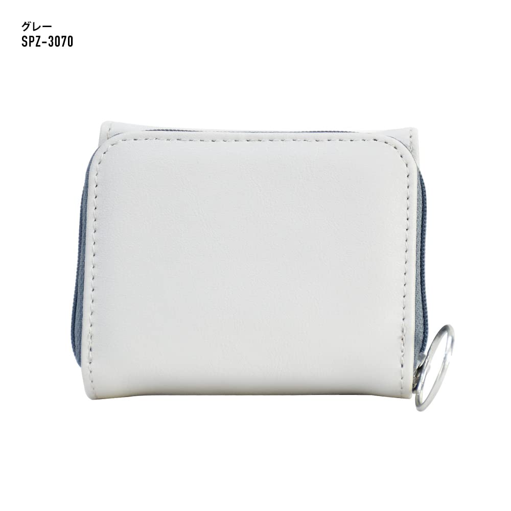 Trifold Wallet Wallet Wallet Synthetic Leather Coin Purse External Sorting Billfold Card Coin Case Round Zipper Logo Compact 0216 Gray [Snoopy]