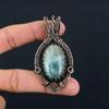 Aquamarine Gemstone Pure Copper Wire Wrapped Handmade Unique Pendant Jewelry