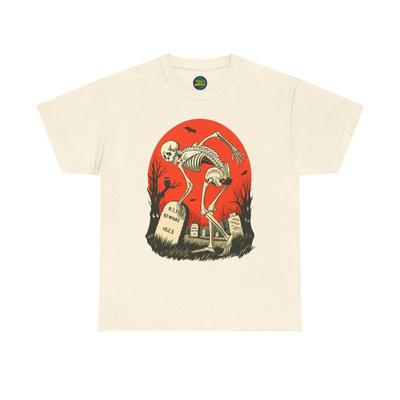 Skeleton In A Graveyard Halloween T-Shirt Unisex Tee Spooky Graphic Shirt Fall