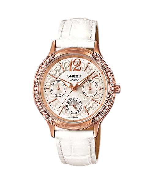 Casio Мужские аналоговые кварцевые часы из нержавеющей стали SHE-3030GL-7A, водонепроницаемость 50 м