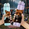 1PC Red Fox Realistic Head 750ml Color Plastic Sports Water Bottle Leakproof Flip Straw Lid Suitable for Sports Office Home Use