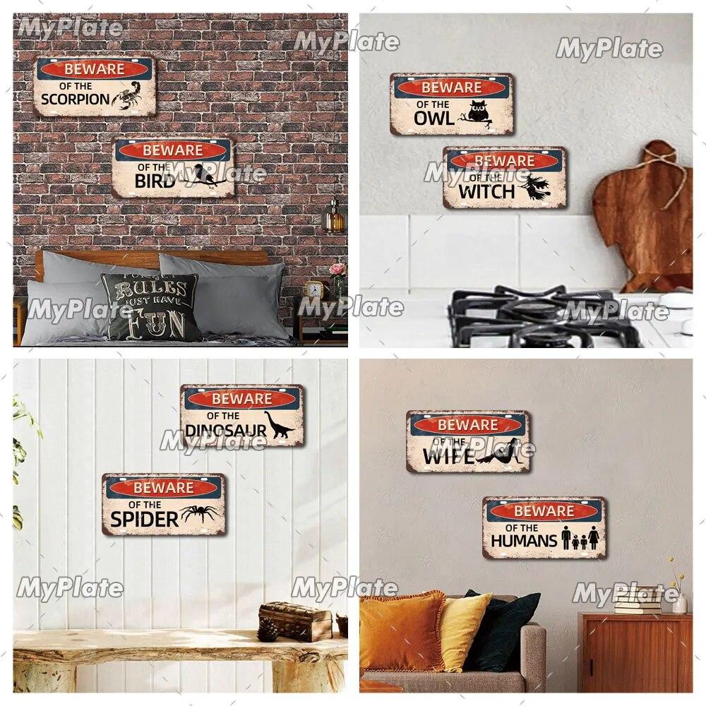 [MyPlate] Ретро Остерегайтесь животных, номерной знак, предупреждающий жестяной знак, металлический знак, табличка, украшение для дома, магазин, бар, паб, плакат, металлическая стена