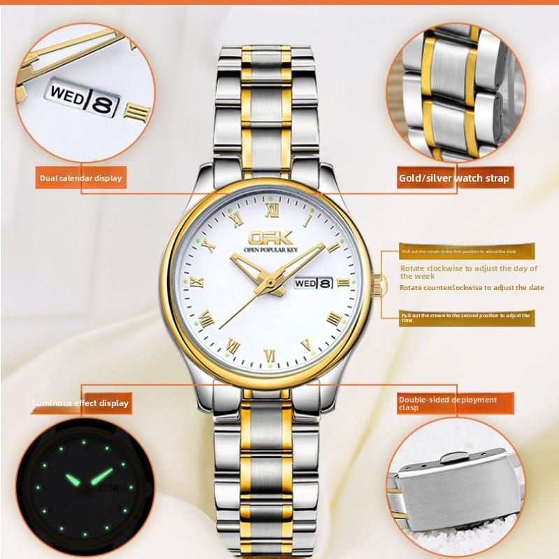 OPK Brand Watch Double Calendar Quartz Women's Watch Women's Watch