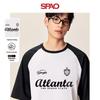 Мужская футболка SPAO в американском университетском стиле с рукавами реглан