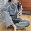 2pcs/Set Women's Pajamas Fall and Winter Coral Velvet Padded Thickened Warm Home Wear Plus Size Student Pajamas Long Pants Long