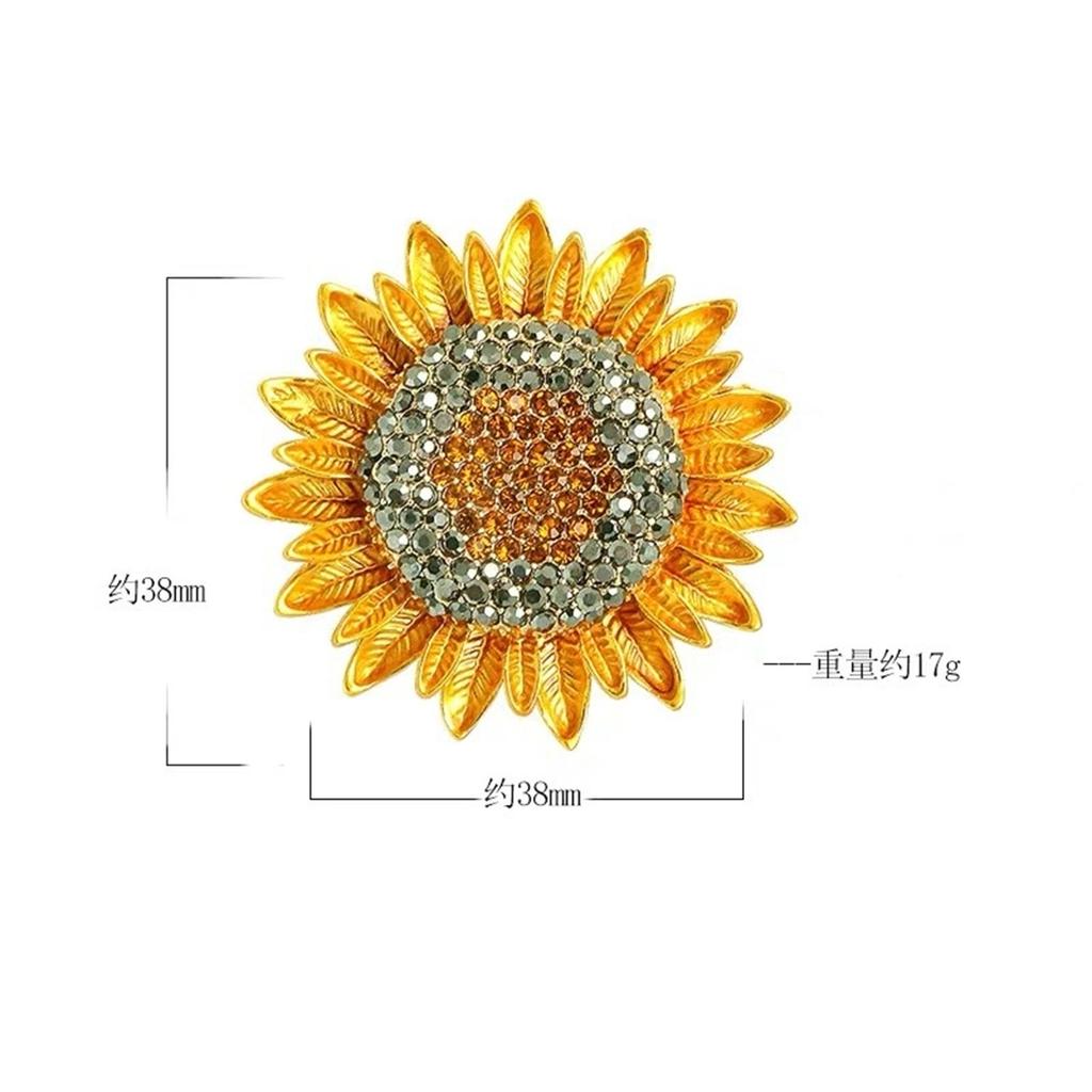 Rinhoo Elegant Daisy Flower Brooches For Women Fashion Sunflower Leaves Enamel Pins Floral Bouquet Badge Wedding Party Jewelry