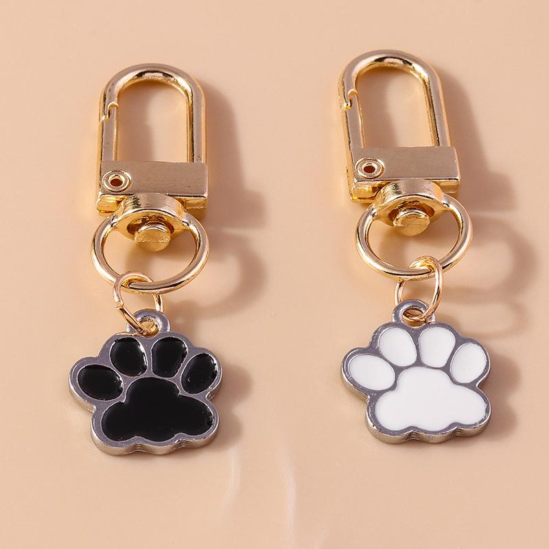 Cute Enamel Puppy Dog Cat Paw Keychain Footprint Keyring Pendants for Car Key Holder Handbag Decor DIY Pet  Jewelry  Gifts