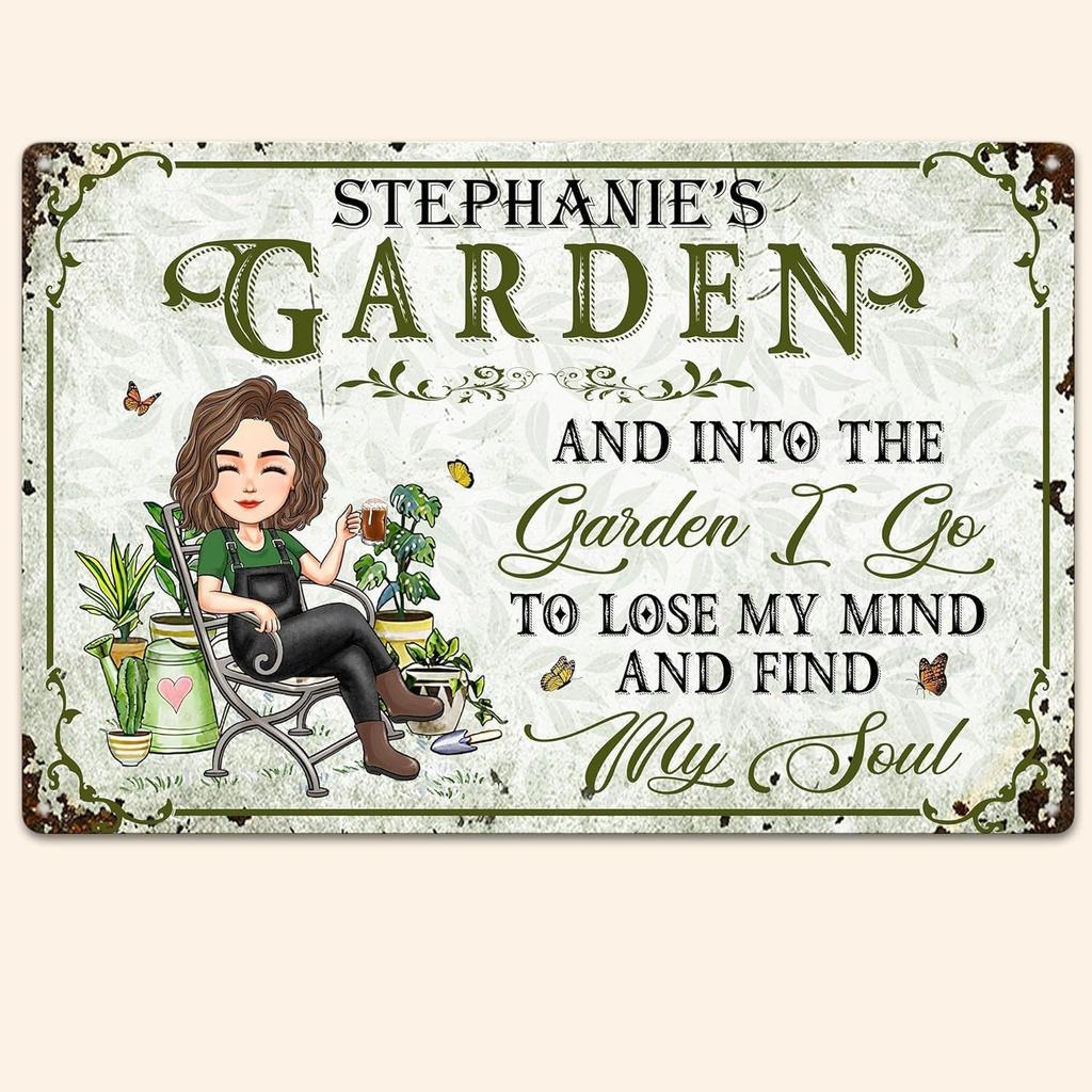 Персонализированная садовая табличка Добро пожаловать в сад Садоводство Металлическая табличка, Садовая табличка, Индивидуальные классические металлические садовые таблички Двор Стена