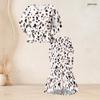 Women Plus Size Two Piece Skirt Set Round Neck Batwing Sleeve Printed Ruffle Hem Top Fishtail Skirt White