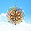 Vibrant 3D Metal Wind Chime for Outdoor Garden Decor Durable Anodized Windmill with Colorful Ribbons West Siberian Mandala Design
