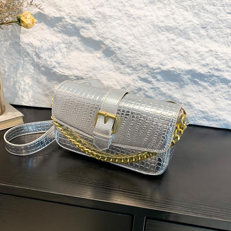 PU Square Shoulder and Crossbody Bags for Women Crocodile Sense of Luxury Armpit Bags Solid Chains Classic Fashion