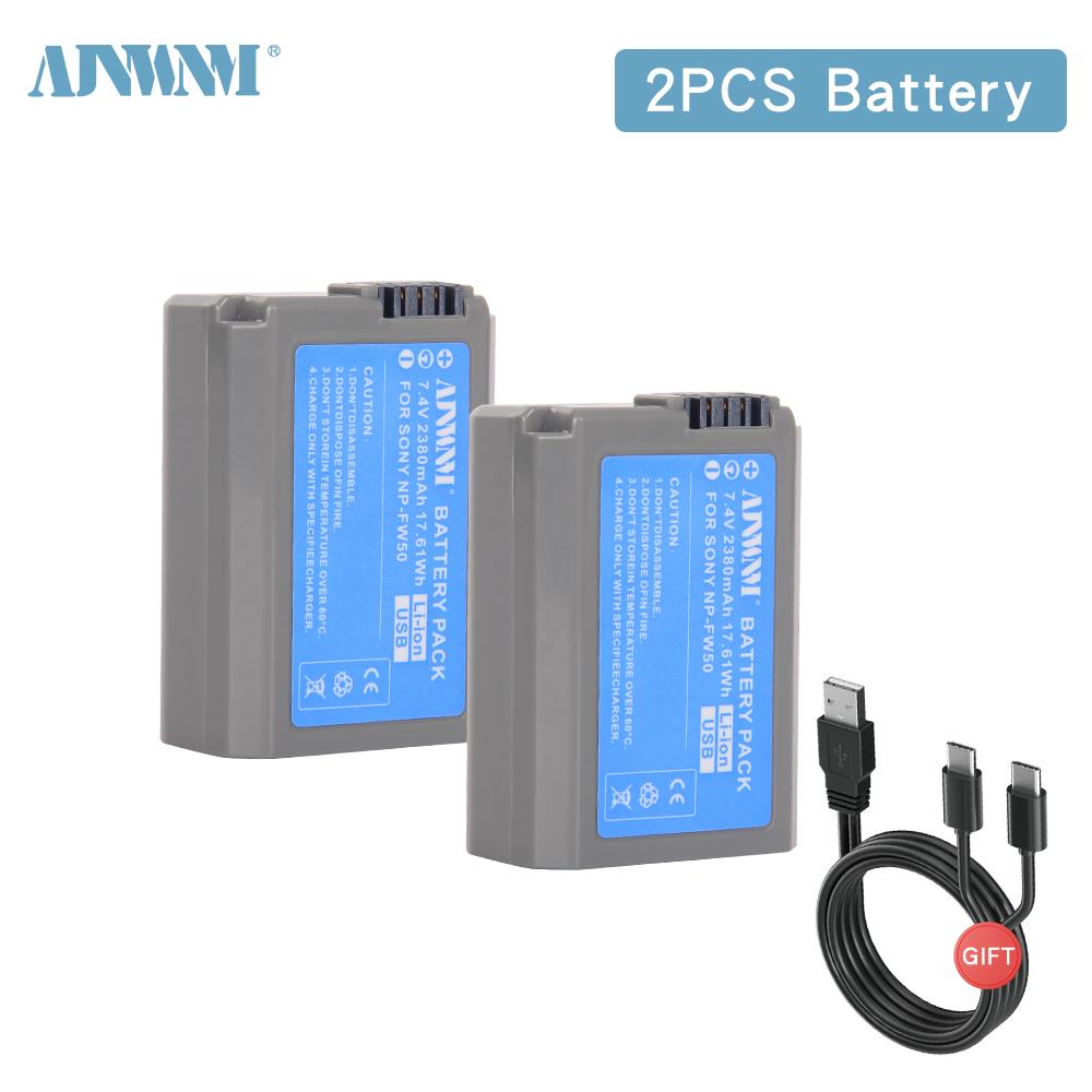 AJNWNM 7.4V 2380mAh USB NP-FW50 NP FW50 NPFW50 Аккумулятор для Sony Alpha a 6500a 6300 A6000 A5000 A3000 NEX-3 a7R a7S NEX-7