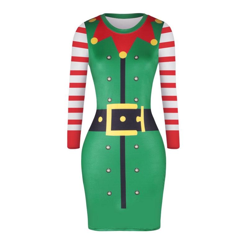 Stylish Knitted Christmas Elf Jumper Dress For Women With Classic Print Design